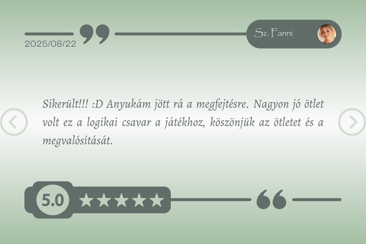 Elégedett ügyfél visszajelzés a NászÉk Dekor által készített személyre szabott esküvői meghívóról - Sz. Fanni 2025.08.22.