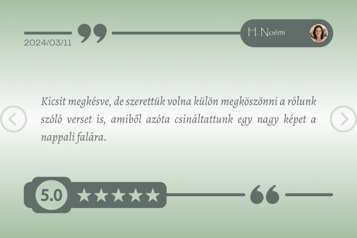 5 csillagos vélemény a NászÉk Dekor által nyújtott szolgáltatásra – H. Noémi 2024.03.11.